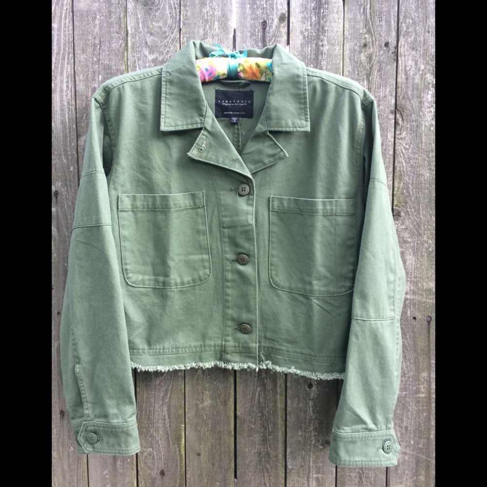 NWT SANCTUARY Sz: S . Olive Green Crop Jacket.